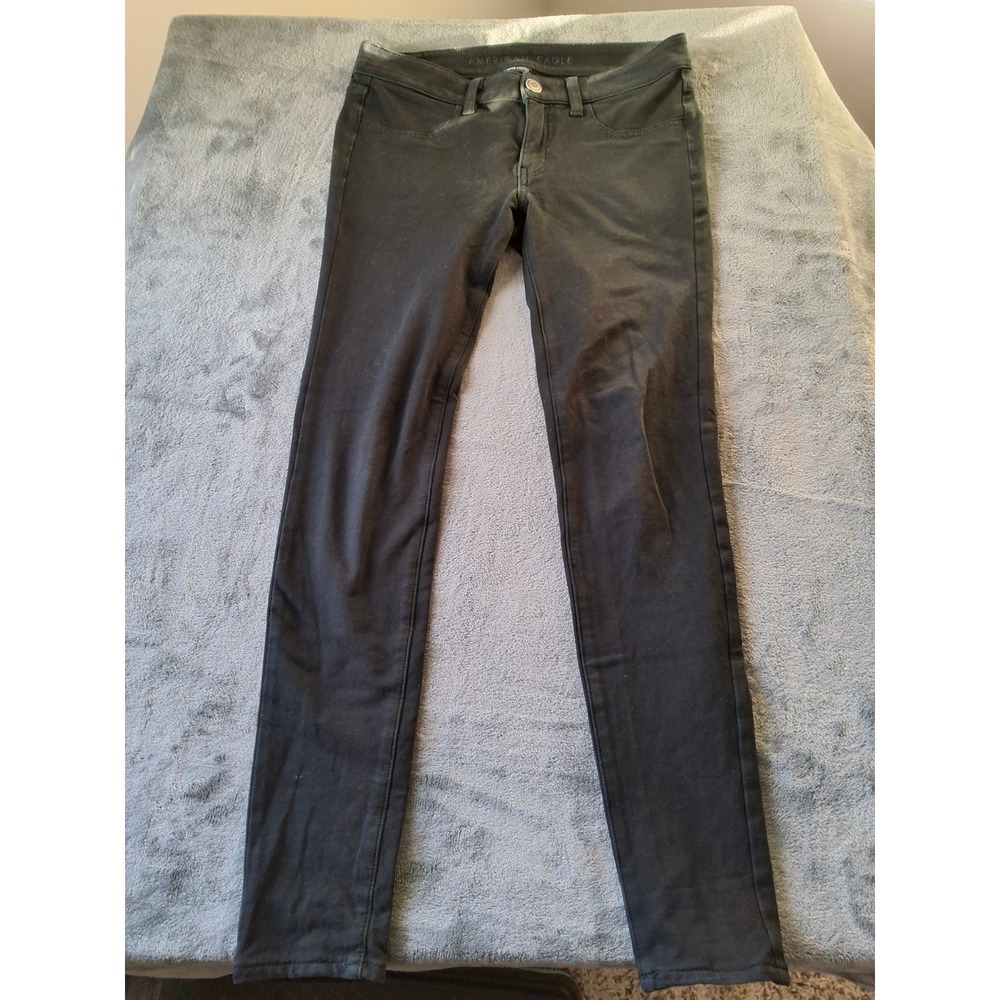 American Eagle Super Stretch Jegging Black Skinny Jeans Womens 6 Long 03873